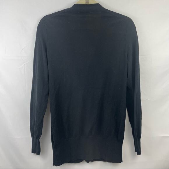 🍒 Garnet Hill 100% Cotton Button Front Knit Cardigan Sweater Black‎ Pockets Med - Picture 3 of 9